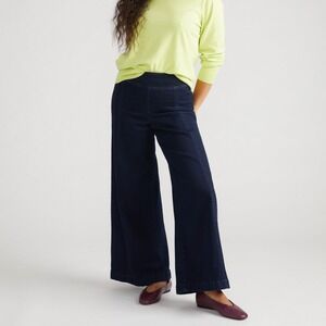 Universal Standard Wide Leg Pull On Jeans Stretch Dark Wash Denim XS 10 12
